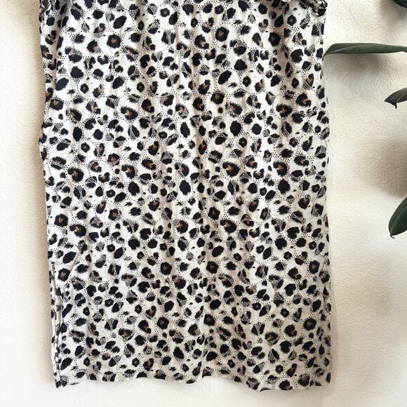 Kate Landry Midi Shift Dress Large Leopard Print Embroidered Coverup MuMu Beach - Picture 3 of 9